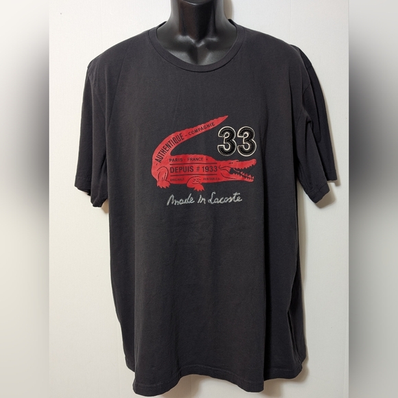 Men's Lacoste Black with Red Logo T-shirt Size 3XL - Picture 1 of 8